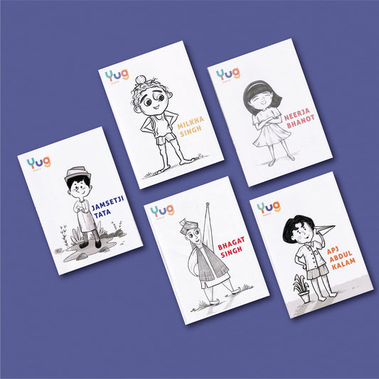 Yug People Full Combo Set (Milkha Singh, Neerja Bhanot, Bhagat Singh, APJ Abdul Kalam, Jamsetji Tata)