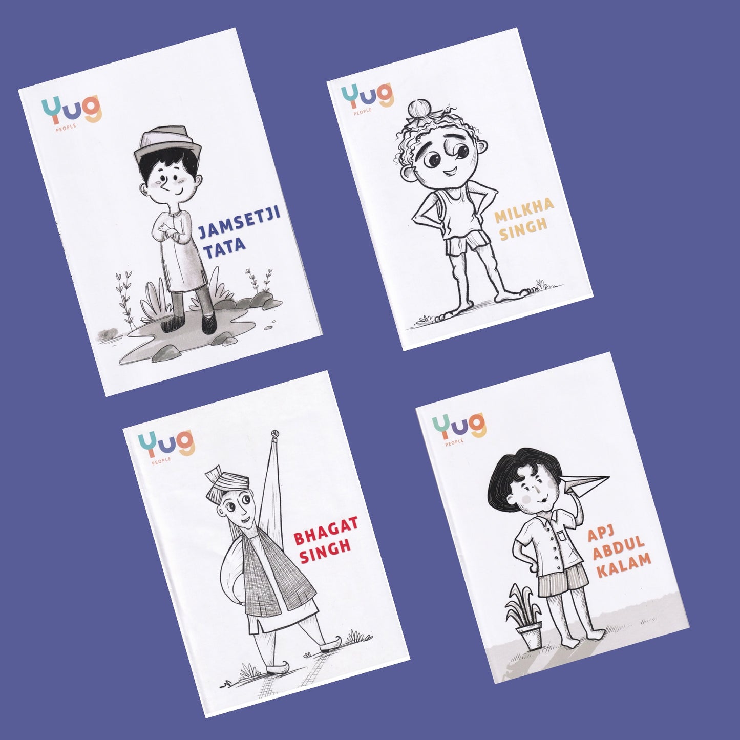 Yug People Full Combo Set (Milkha Singh, Bhagat Singh, APJ Abdul Kalam, Jamsetji Tata)